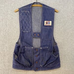 Vintage Denim Unbranded Shooting Vest 30" Colorado Trap Shooters Bullet Snaps